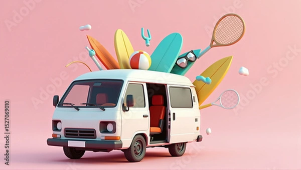 Obraz camper van packed with summer essentials