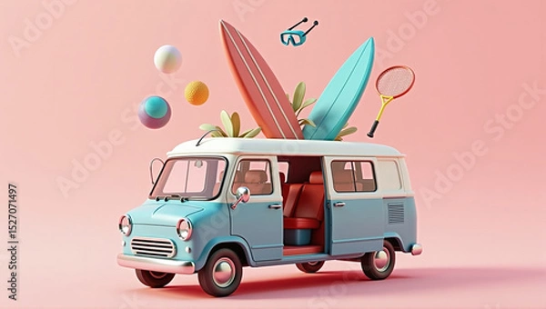 Obraz camper van packed with summer essentials
