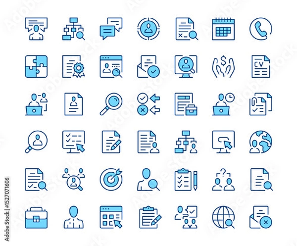 Fototapeta Job search icons. Vector line icon set. Modern outline design. Blue concept