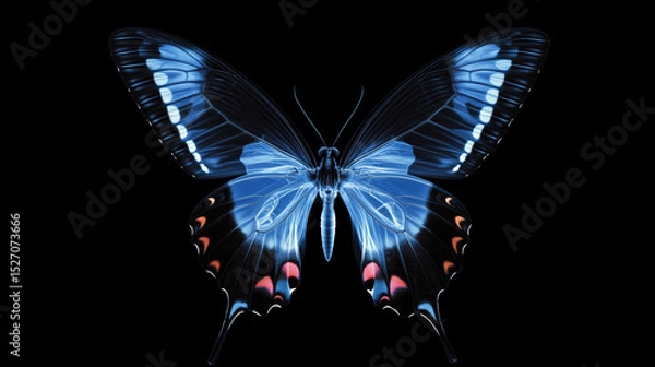 Fototapeta X-Ray Image of a Butterfly Highlighting Intricate Wing Patterns