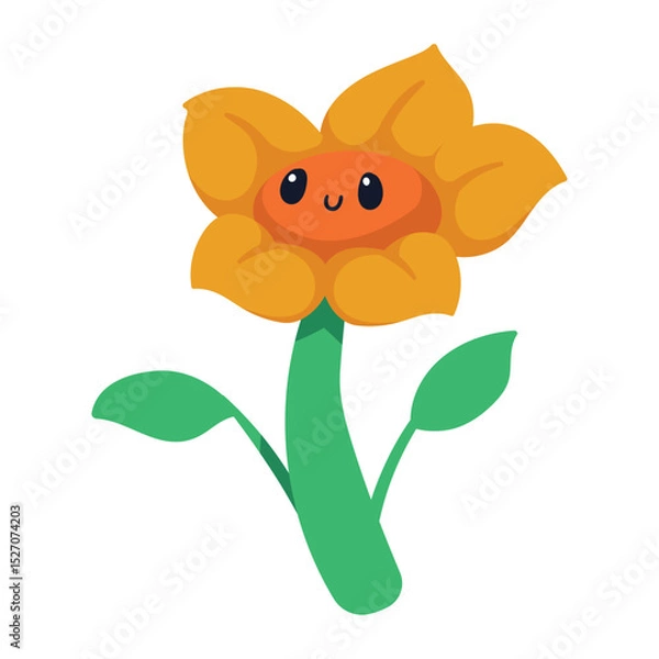 Obraz Cute Cartoon Flower with a Happy Face