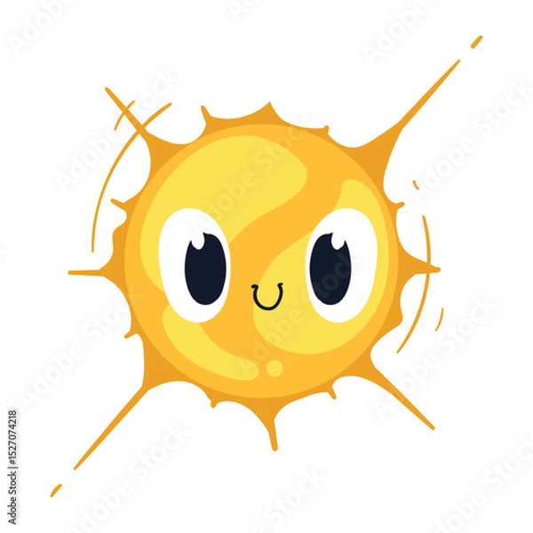 Obraz Cute Cartoon Sun Character Vector with Smiling Face and Radiant Light Beams for Kids’ Educational and Creative Designs