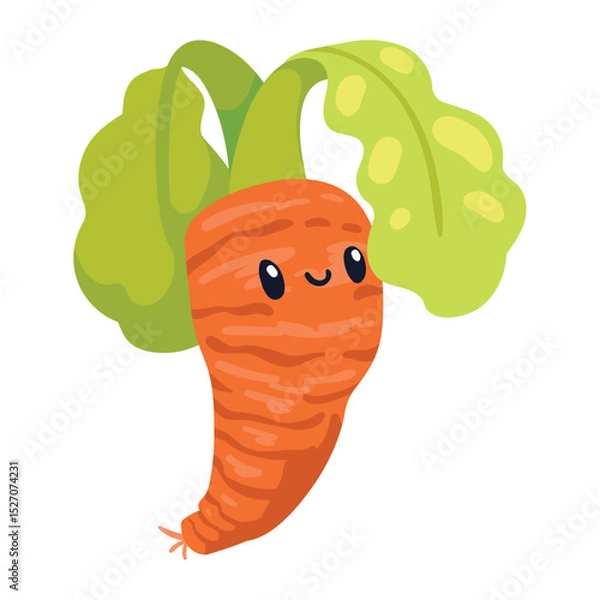 Obraz Cute Cartoon Carrot with a Happy Face Vector Illustration