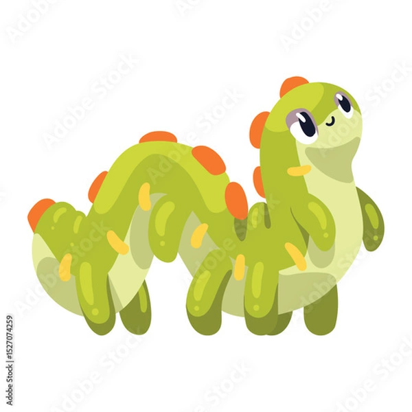 Obraz Adorable Cartoon Caterpillar Vector Illustration