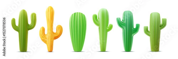 Fototapeta Vector set of realistic isolated cactus on white background.