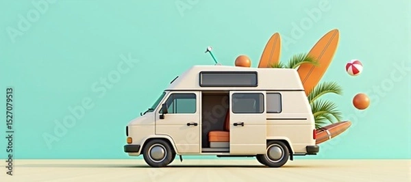 Obraz camper van packed with summer essentials