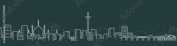 Fototapeta Brighton Simple Lines Skyline on Dark Background