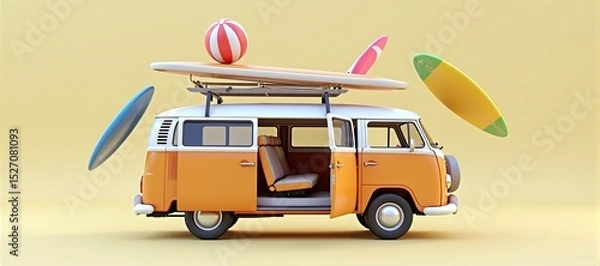 Obraz camper van packed with summer essentials