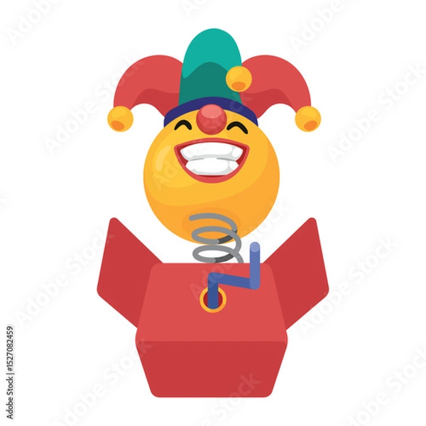 Obraz Jack-in-the-Box with Smiling Emoji Face: Fun and Colorful Cartoon Toy