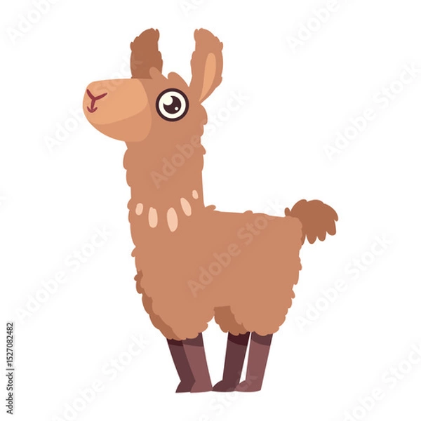Obraz Charming Cartoon Llama Illustration: A Sweet and Fluffy Vector Design