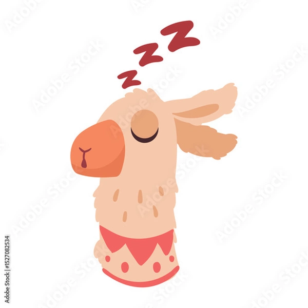 Obraz Sleeping Llama Cartoon Vector Illustration: Cute Dreamy Animal