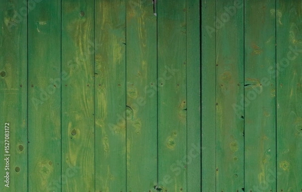Obraz バックグラウンド：緑色に塗装された板（木目）
