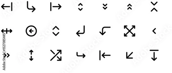 Obraz Black and white vector graphic of various keyboard arrows and symbols