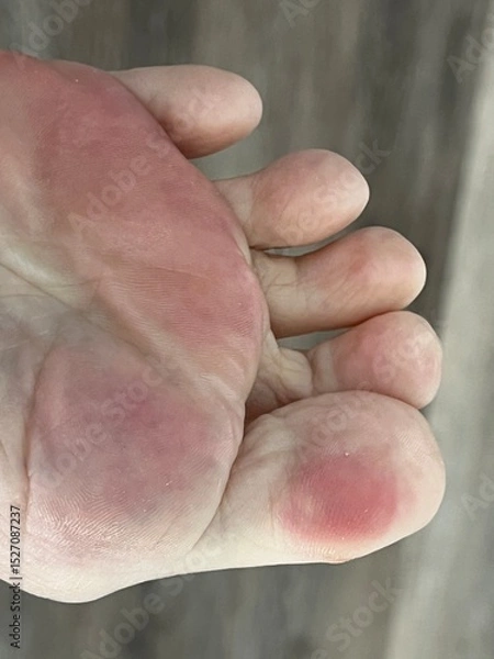 Fototapeta Closeup of playful toes with pink pads