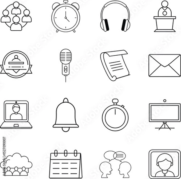 Fototapeta Communication, Collaboration, and Time Management Icons for Business