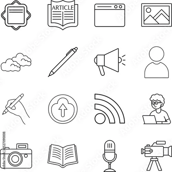 Fototapeta Collection of website and blogging-related icons