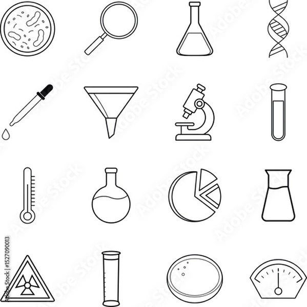 Fototapeta Science Lab Equipment Icons of Research, Experiments, and Discovery