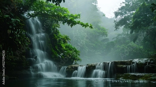 Obraz Beautiful waterfall landscape with scenic nature view