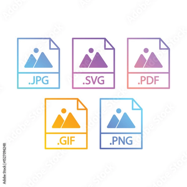 Fototapeta PNG, JPG, SVG, GIF, PDF File Document Symbol Icon Set Vector Design.