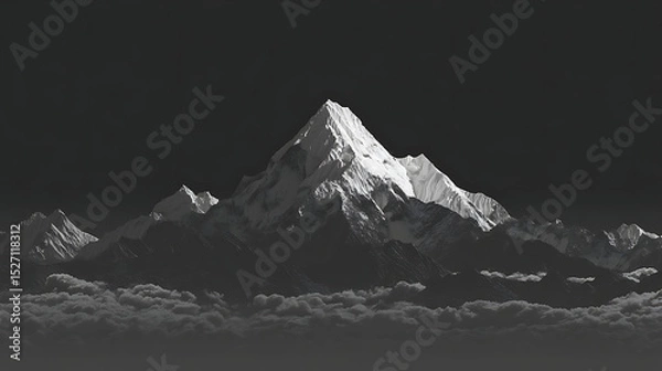 Obraz A mountain range is shown in black and white