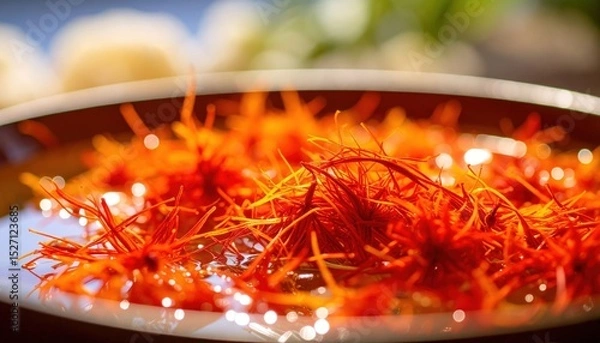 Fototapeta Closeup Of Saffron Threads In A Bowl
