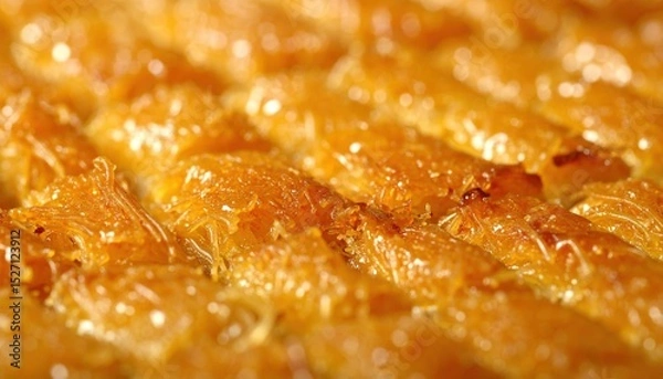 Fototapeta Close Up Of Golden Baklava Layers