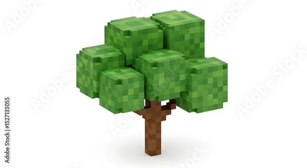 Fototapeta A tree in pixel style on white background