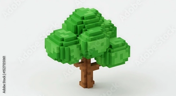 Fototapeta A tree in pixel style on white background
