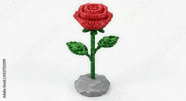 Fototapeta A red rose in pixel style