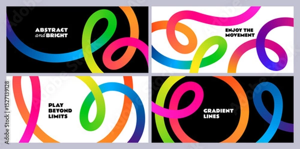 Obraz Color Line Abstract Patterns. Rainbow Gradient Ribbon Backgrounds. Vector Wave Graphic with 3D Dynamic Lines.