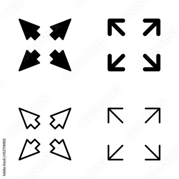Obraz Fullscreen Icon vector. Expand to full screen sign and symbol. Arrows symbol