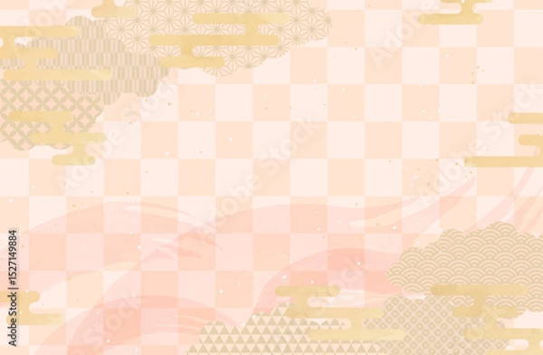 Obraz 和風背景素材ベクターイラスト ピンク 春
