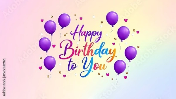 Fototapeta Happy Birthday to You Colorful Balloons and Festive Celebration Design