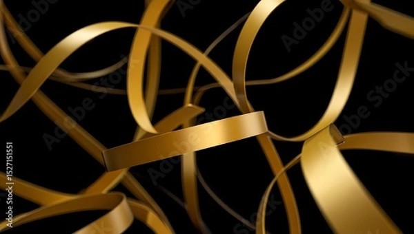Fototapeta Abstract Golden Ribbons Elegant Swirls and Curving Lines Design