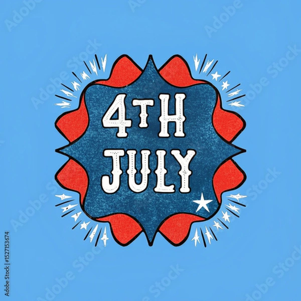 Fototapeta Set of Vintage 4th of July Typography T-Shirt Designs Featuring Patriotic Red, White, and Blue Elements for Independence Day Celebrations