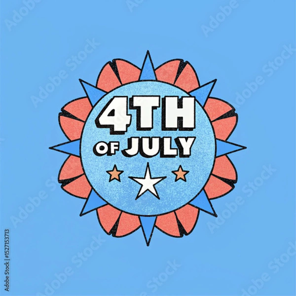Fototapeta Set of Vintage 4th of July Typography T-Shirt Designs Featuring Patriotic Red, White, and Blue Elements for Independence Day Celebrations