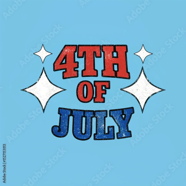 Fototapeta Set of Vintage 4th of July Typography T-Shirt Designs Featuring Patriotic Red, White, and Blue Elements for Independence Day Celebrations