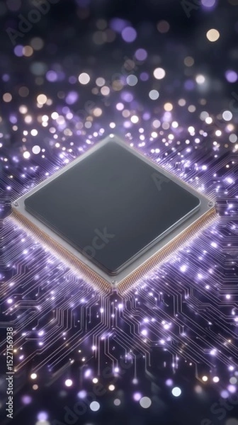 Fototapeta Futuristic AI Chip  Advanced Technology  Digital Intelligence  Data Processing