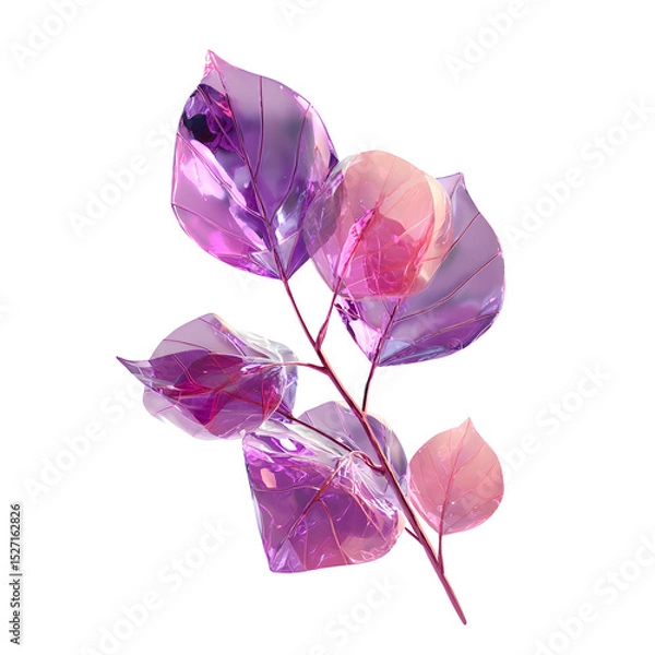 Fototapeta Striking translucent leaves in shades of vivid purple and soft pink creating a captivating natural composition with a 3D crystalline effect