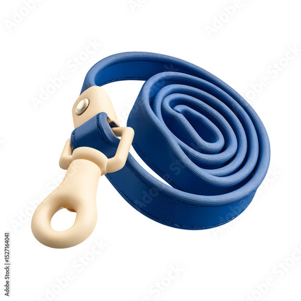 Obraz Stylized 3D icon of a dark blue pet leash with a cream clasp and loop handle coiled in a smooth rounded shape with a cartoon like toy inspired aesthetic