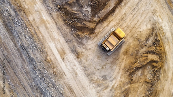 Fototapeta Aerial View of Dump Truck in Quarry