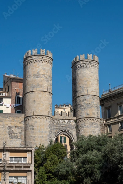 Obraz view of Porta Soprana ,Porta di Sant'Andrea, in Genoa, Italy