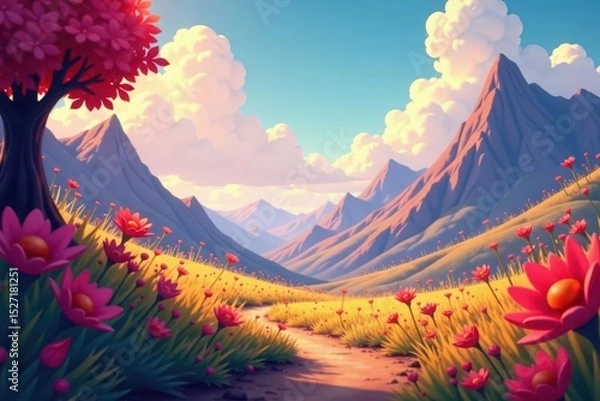 Obraz Bold colors, subtle animation, parallax depth, mobile, color