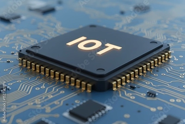 Fototapeta IoT Connecting Smart Devices Illustrated on a Processor.Generated AI