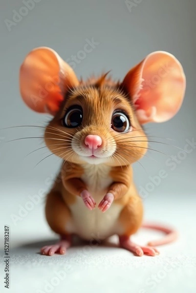Obraz Large-eyed brown mouse, tiny nose, curious gaze, wood, nature, grass