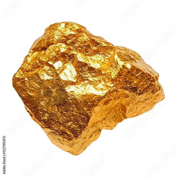 Fototapeta Raw nugget of shiny gold isolated on transparent background