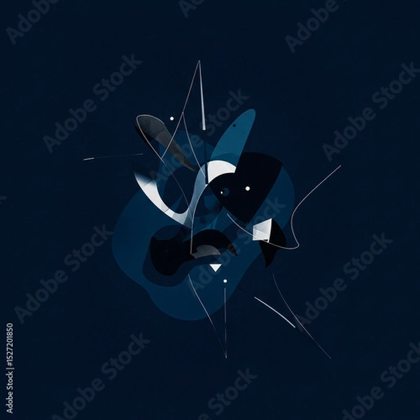 Fototapeta Modern Abstract Composition in Blue and White