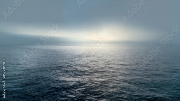 Obraz Graphic resource of a serene seascape on a misty, foggy morning. Wallpaper or background. Still waters.