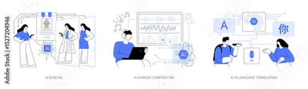 Obraz AI Enhancing Everyday Experiences abstract concept vector illustrations.