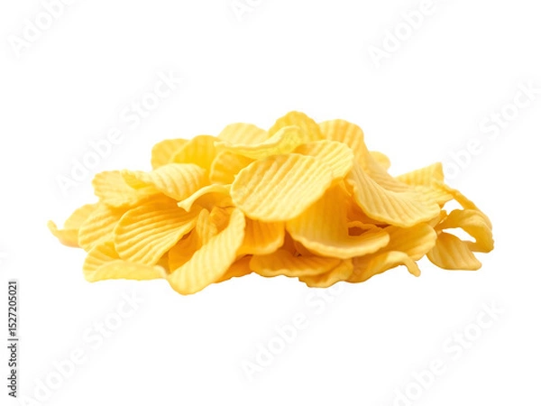 Obraz Close-up of a pile ridged potato chips on the floor. On an isolated transparent background.